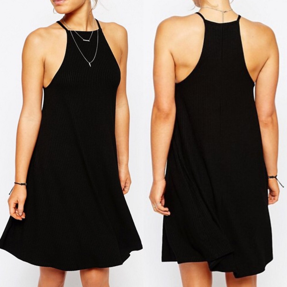 ASOS Ribbed High Neck Swing Dress